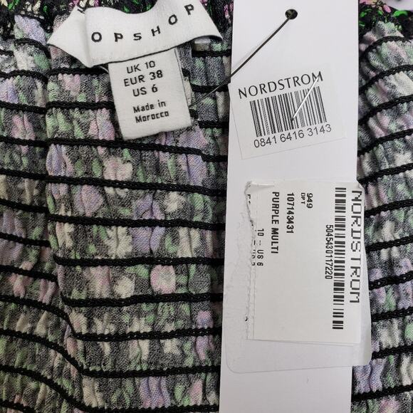 TOPSHOP Floral Print Puff Sleeve Crop Top NEW - Picture 9 of 10